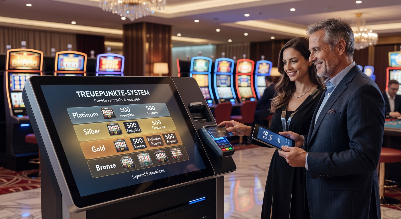 Illustration einer Einlösung von Treuepunkten über verschiedene Casino-Promotion-Stufen